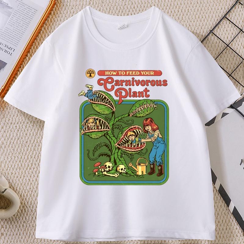 Earnivorous Plant Graphic TShirts Unisex Women Vintage Breathable Cotton Casual T Shirt Soft Comfortable O Neck Short Sleeve Tee