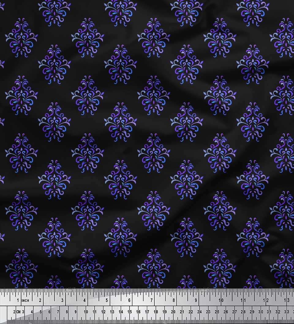 

Soimoi Black Cotton Voile Fabric Damask Block Fabric Prints By metre 56 Inch 42 Inch Wide - Cotton Voile чорний