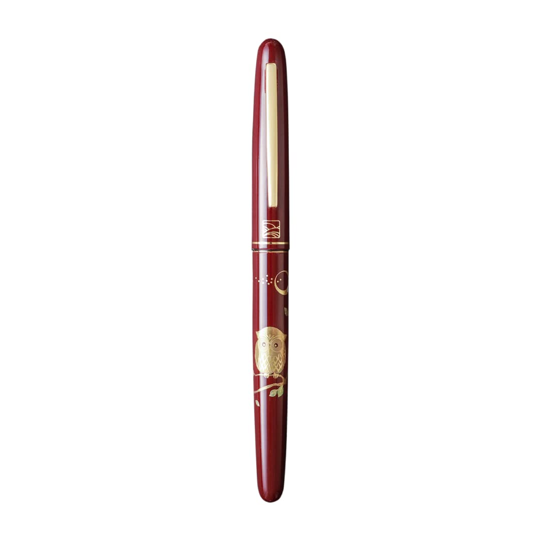 

WANCHER Kuretake Modern Owl Fountain Pen Limited Edition Fountain Medium Maki-e [WANCHER Pen] (M Nib, Red)