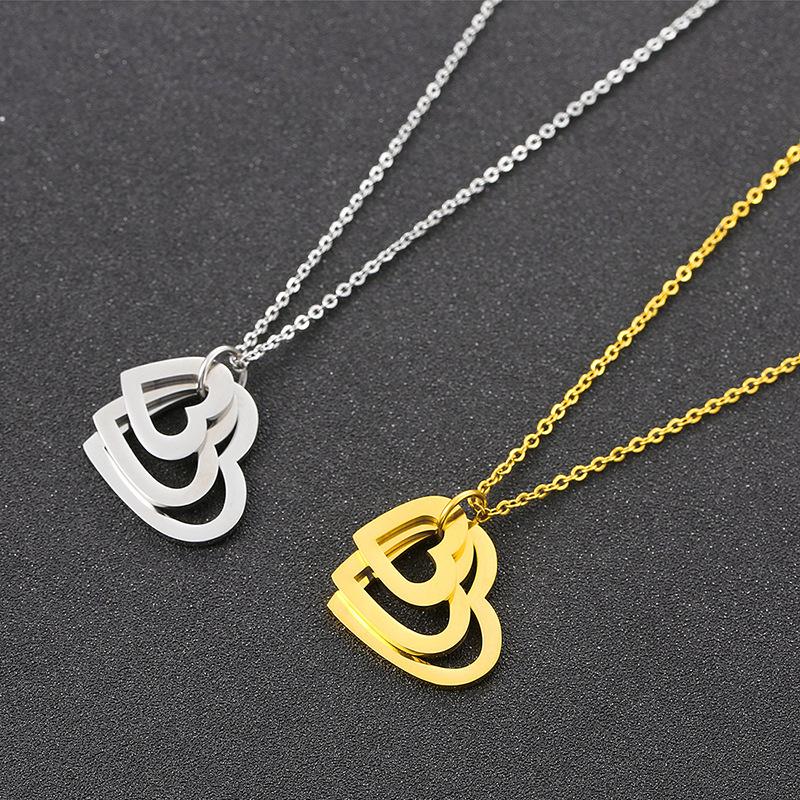 Personalized European Mother's Day Stainless Steel Heart Necklace with Family Names Engraving