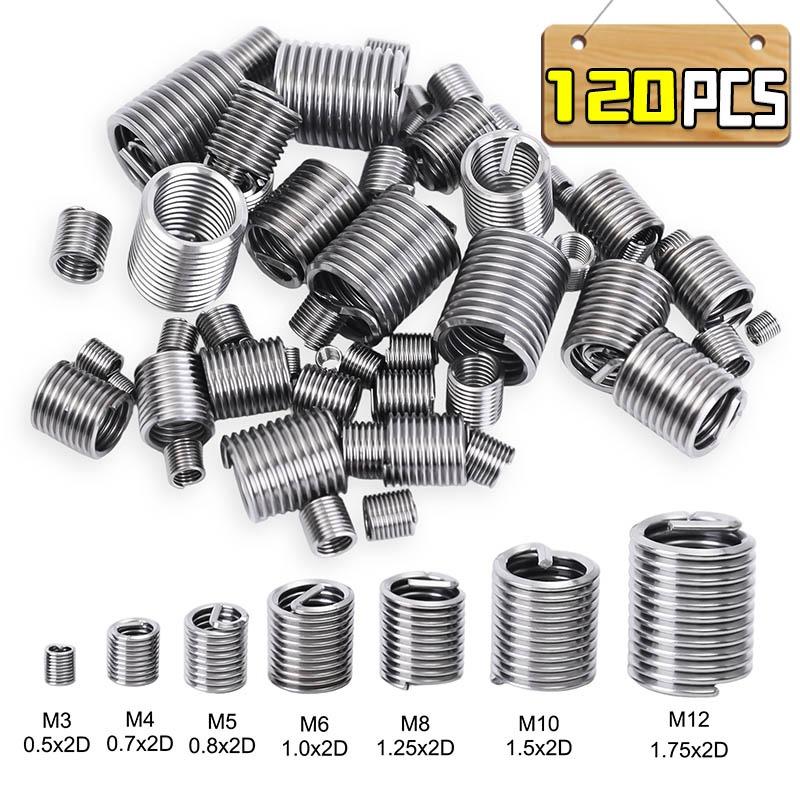 M3-M12 Stainless Steel Thread Insert Spiral Thread Repair Kit Screw Coiled Wire Helical Thread Repair Nuts Screw Bushing Sleeve