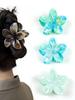 3 Pcs Hawaiian Flower Hair Claw Clips for Thick Hair,Non Slip Marble Vein Plumeria Flower Hair Pins for Women Beach Vacation