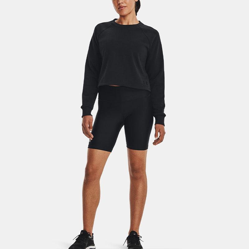Under Armour Terry Crop Solid Color Pullover Short Sleeve T-Shirt Women Tops Black 1378650-001