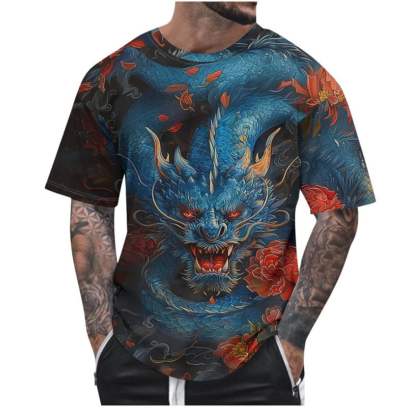 

Cool Oriental Dragon T-shirt Men s Clothing O Neck Regular Tees Tops 3D Print Unique S
