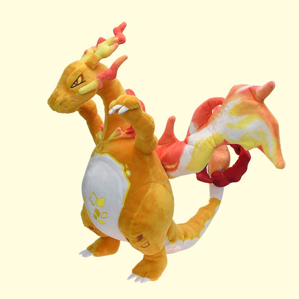 Poseable Shiny Orange Gigantamax Charizard Plush Toy with Skeleton
