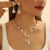 Gouden Inleg Strass Ketting & Oorbellen Set - Elegante Bruids Sieraden voor Dames voor Speciale Gelegenheden