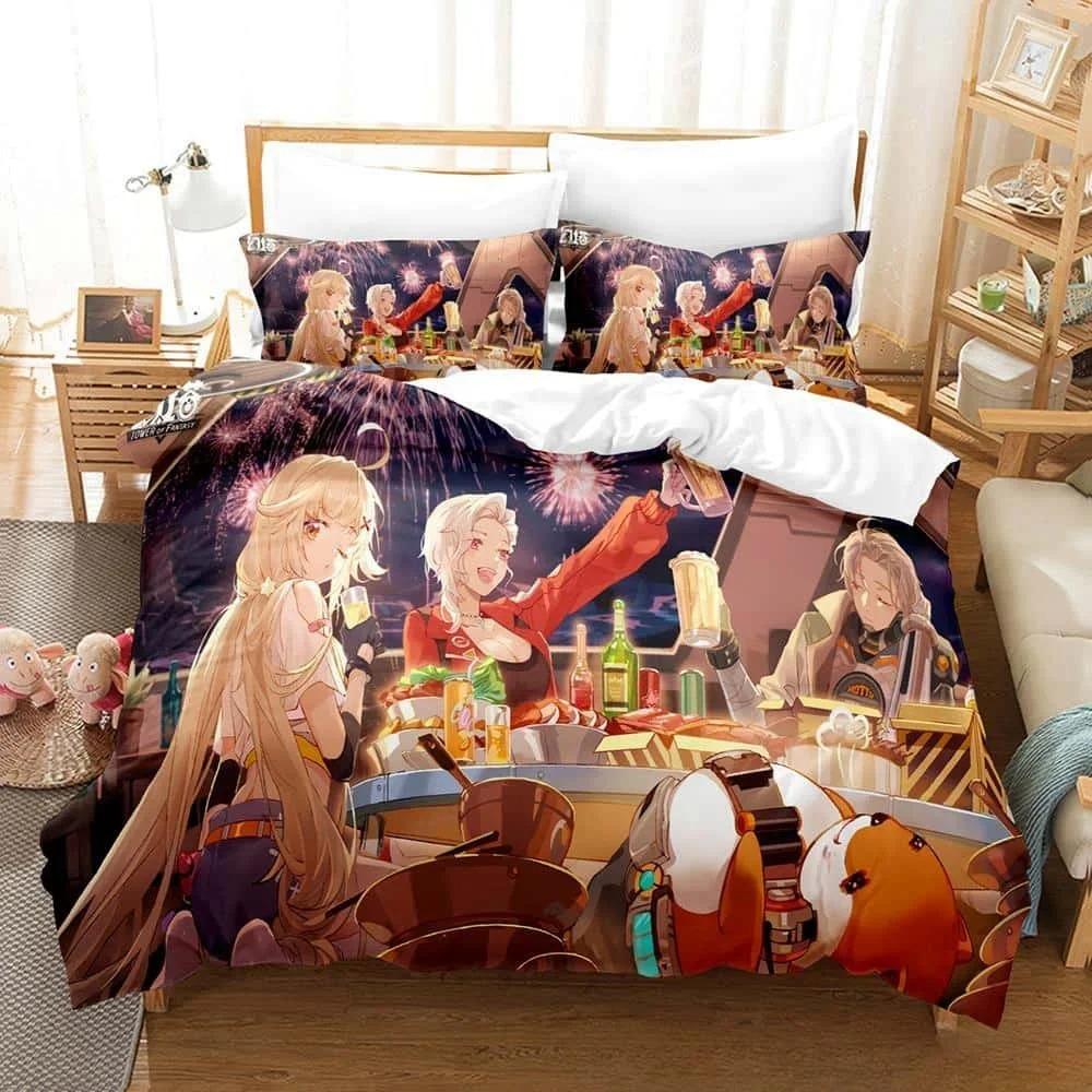 3D Printing Game Tower of Fantasy Anime Bedding Set Single Twin Full Queen King Size Bed Set Adult Kid Bedroom Duvetcover Sets