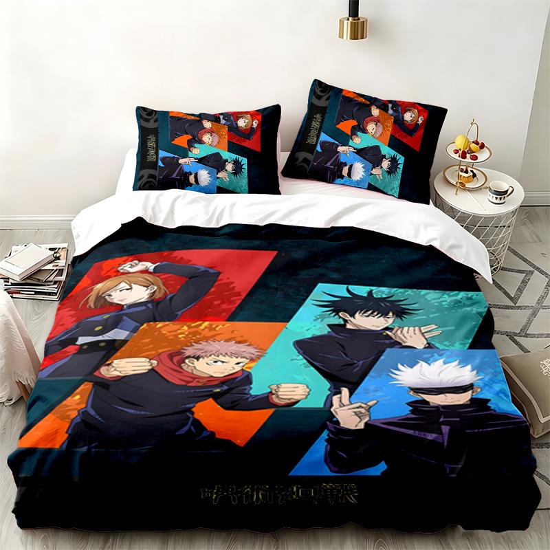 Set da 3 pezzi di Jujutsu Kaisen Perfetto per l'uso in camera da letto Comodo set letto include una copripiumino e due federe Ideale come regalo di compleanno o di Natale