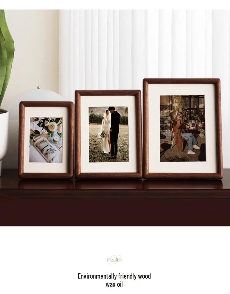 3D Decorative Solid Wood Photo Frame with Mortise and Tenon Structure, Perfect for Desktop Display and Commemorative Couple Photos