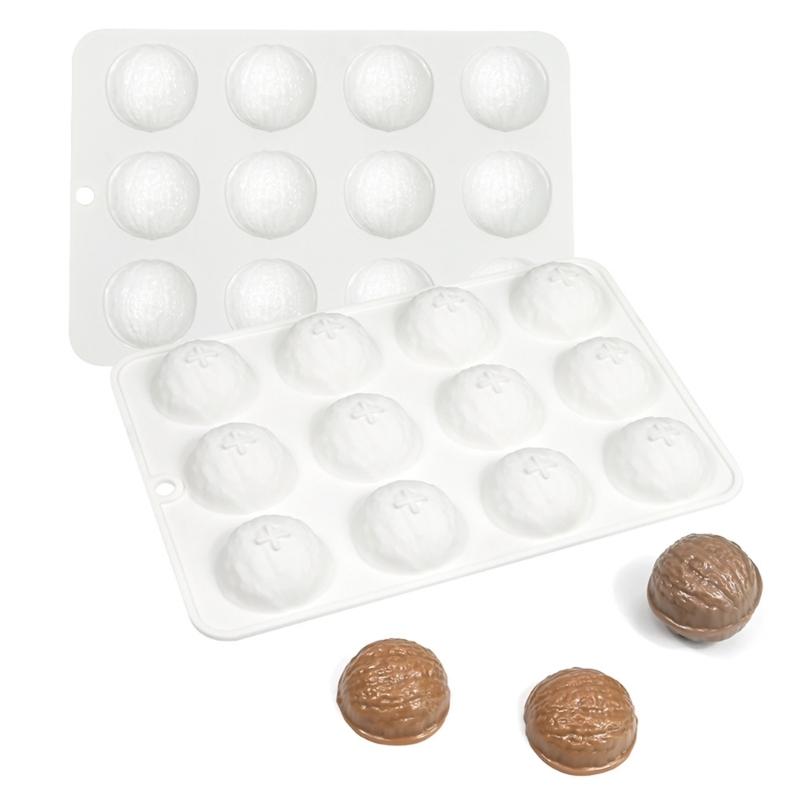 Stampi in Silicone per Alimenti a Forma di Noce per Dessert, Vassoio a 12 Cavità per Cioccolatini e Caramelle per Cuochi Creativi