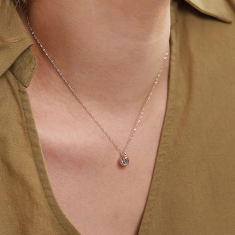 Ozel Drop Cubic Zirconia Ball Necklace PB112N