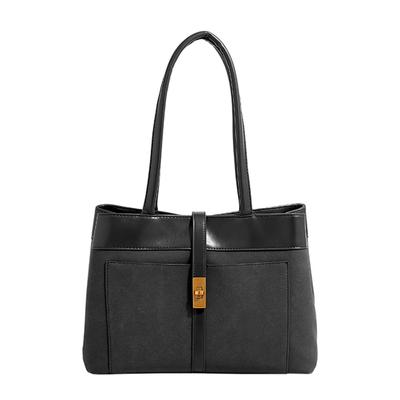 Maytopia Tragetasche, Umhängetasche, Handtasche, Synthetikleder, Weich, Großes Fassungsvermögen, Mit Reißverschluss, Stilvoll, für den Weg zur Arbeit, TTB3620 (Schwarz 1)