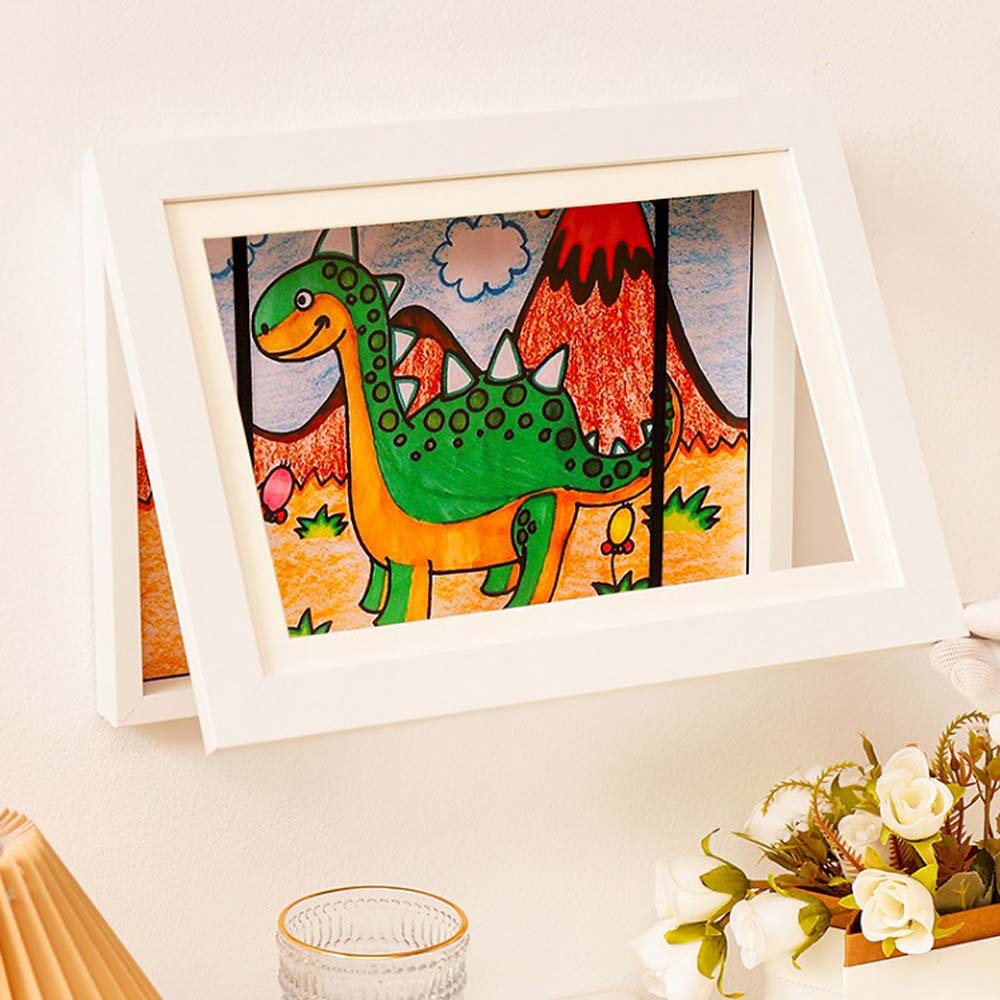 3Colors Children Drawing Frames A4/6" Kids Art Frame Wooden Replaceable Photo Display for Poster Photo Paintings Pictures Decor