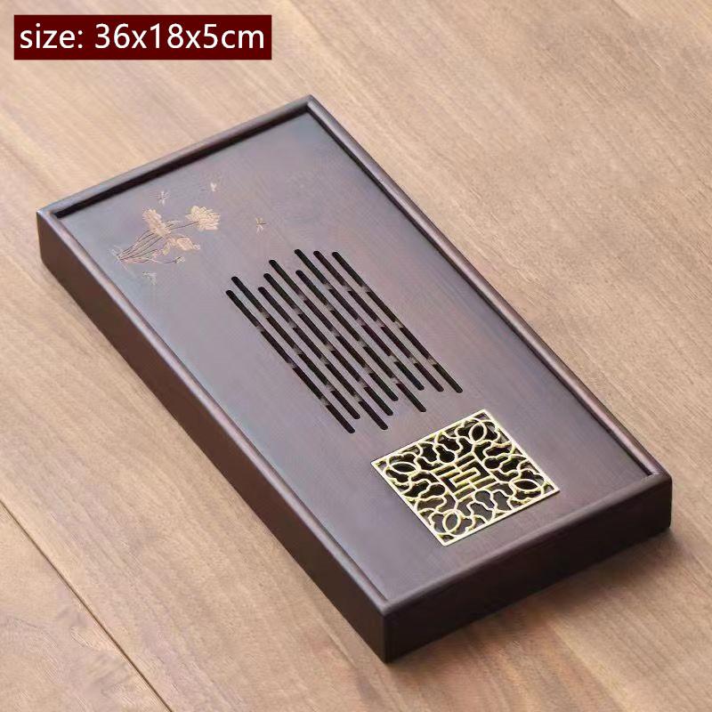 Hand Carving Bamboo Tea Tray Household Tea Set Decorative Tray Water Storage Type Tea Sea Chinese Tradition Teaware Supplies