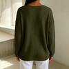 Women's Casual Knit Long Sleeve V-Neck T-Shirt Loose Fit Versatile Color Top