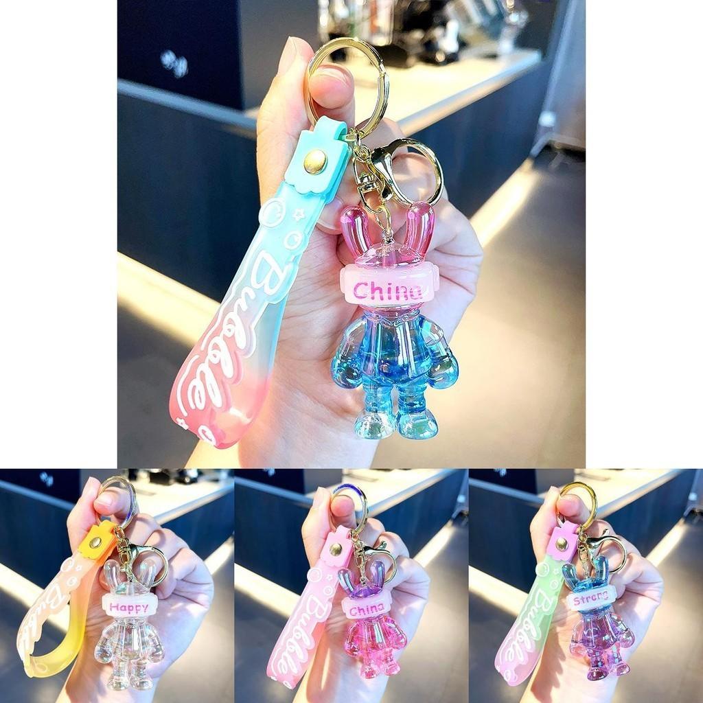 Colorful Glowing Rabbit Keychain Stylish Acrylic Cartoon Accessory For Bags And Keys