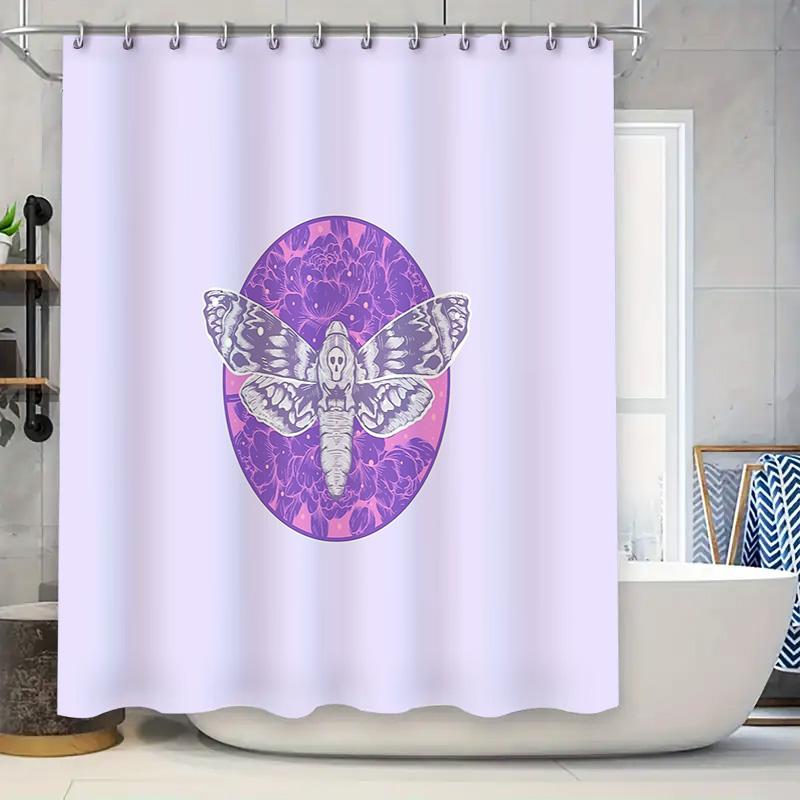 

Moth Shower Curtain Gothic Halloween Decor Dark Academia Tapestry Spooky Room Divider Vintage Wall Hanging Home Textile Artistic W60H190(CM)-1 Pcs