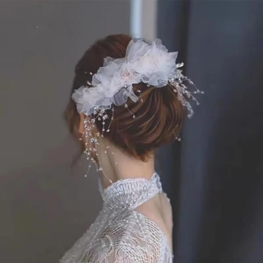 1 Pcs Women Headband Lace Bride Hair Band Wedding Hair Accessories Yarn Flower Bride Headband Hair Ornaments