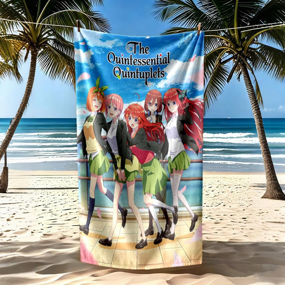 Quintessential Quintuplets2 Beach Towel Super Soft Microfiber Quickdry Fabric Comfortable Lightweight Perfect for Traveling Yoga Camping and Swimming