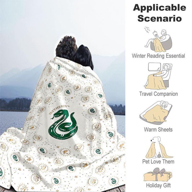1pc Slytherin Serpent Constellations Cartoon Blanket,Portable Throw for Travel & Camping, All Season Cozy Blanket,Ideal Gift