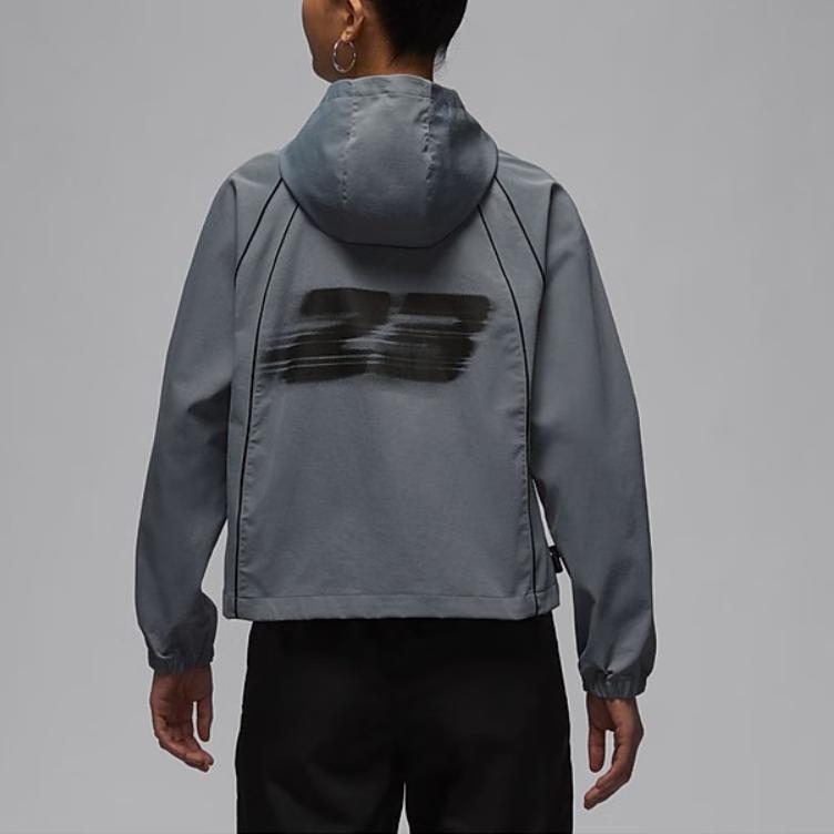 Jordan Logo Casual Hooded Long Sleeve Jacket Women jackets Dark-Gray HV4873065