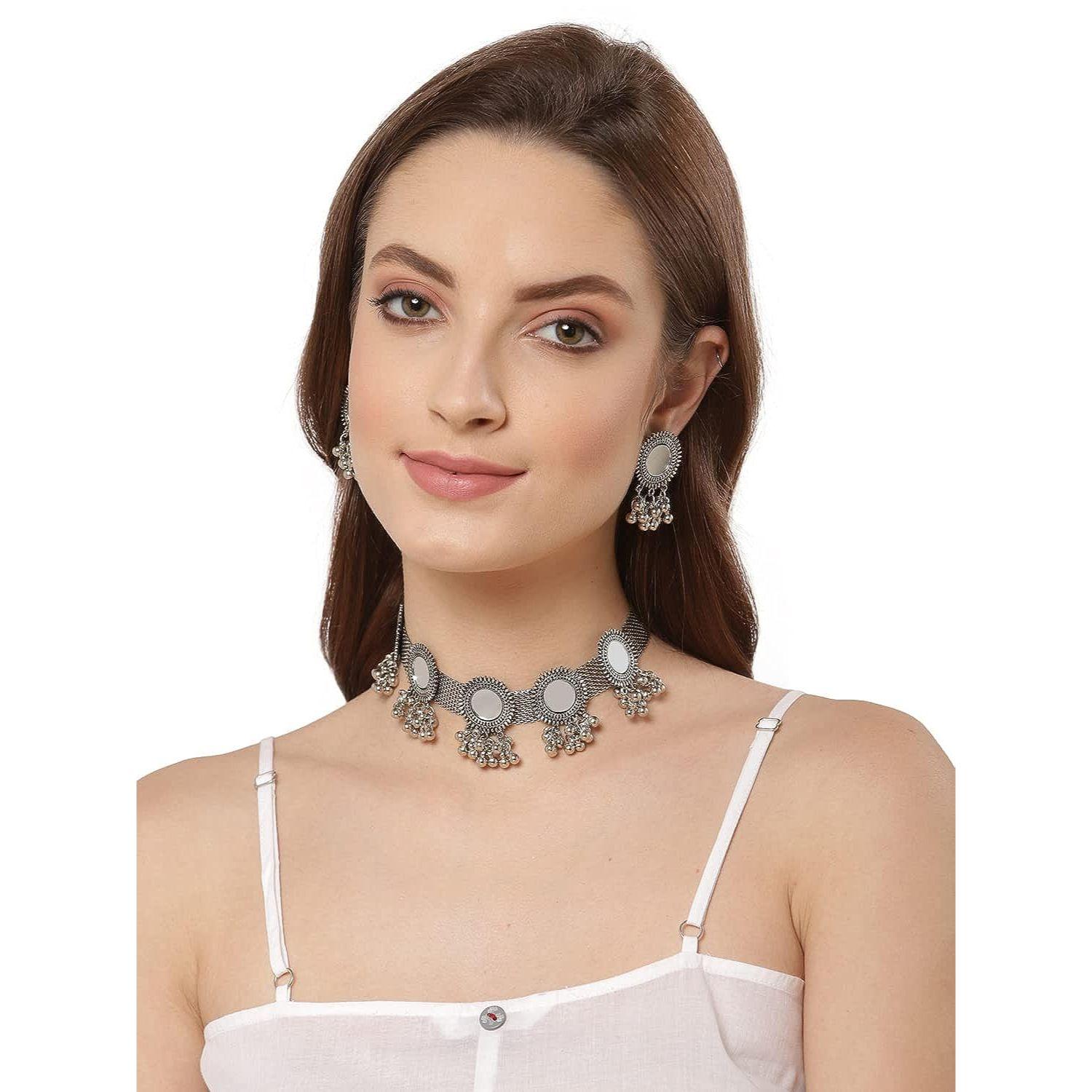 

Сияющая мода Diva, новейший стильный необычный окисленный серебряный колье в этническом стиле, ожерелье, комплект украшений для женщин