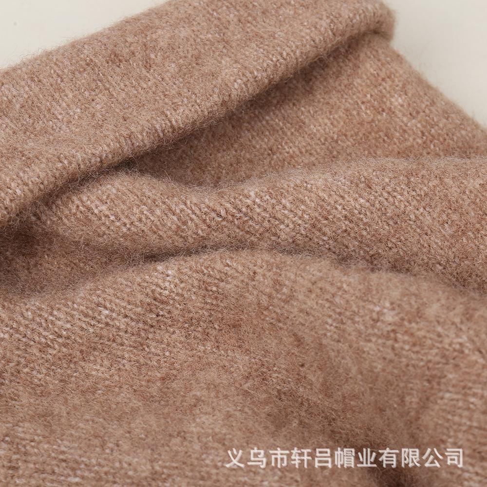 New fashionable solid color simple temperament knitted hat cashmere blended warm and comfortable casual wool hat