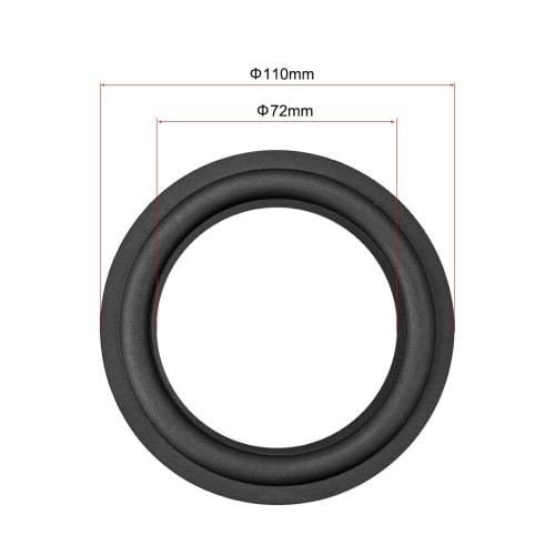uxcell Rubber Edge, Outer Diameter 110mm, Black, Rubber Surround Ring Replacement for Speaker Repair DIY, Pack of 4
