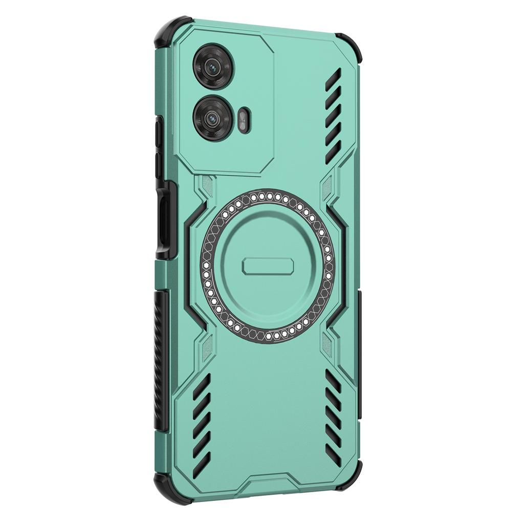 For Motorola Moto G34 5G Magnetic Case Butterfly Armor Hollow Heat Dissipation PC+TPU Phone Cover