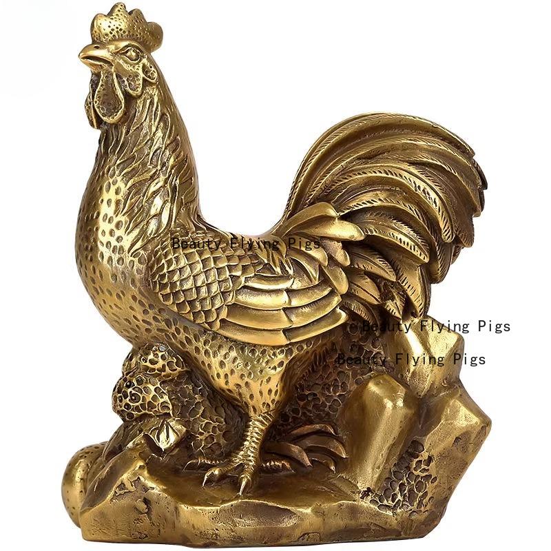 Metal Zodiac Chicken Ornament Home Decoration TV Cabinet Chicken Decoration Feng Shui Accessories Chinese Style Chicken Statue