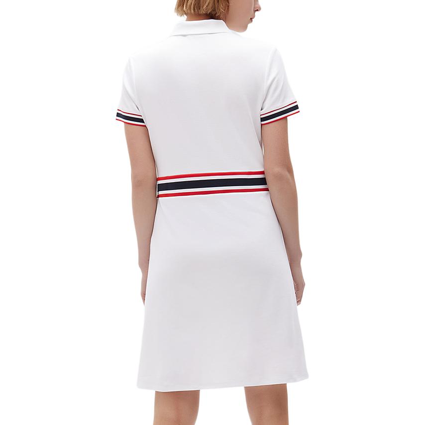 FILA Fitted Half-Zip Fashion Knit Dress With Stripe Details Women Dresses White F11W021310FWT