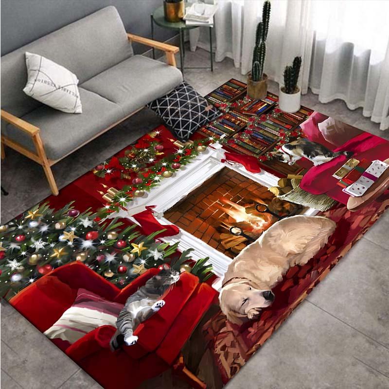 VIKAMA Merry Christmas Carpet with Festive Design Rug For Bedroom Carpet For Live Room Large Area Rugs for Living Room Home Deco
