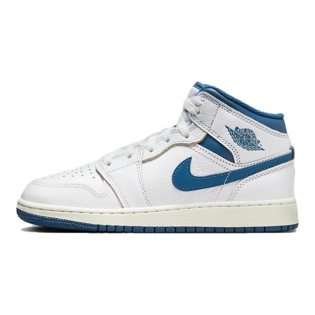 Air Jordan 1 Mid SE GS Industrial Blue Kids Sneakers White Sail FN7432-141