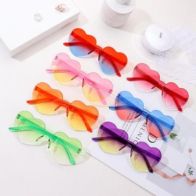 Trendy Candy Color Gradient Lenses Heart Glasses Party Sun Glasses Shades Heart-shaped Sunglasses
