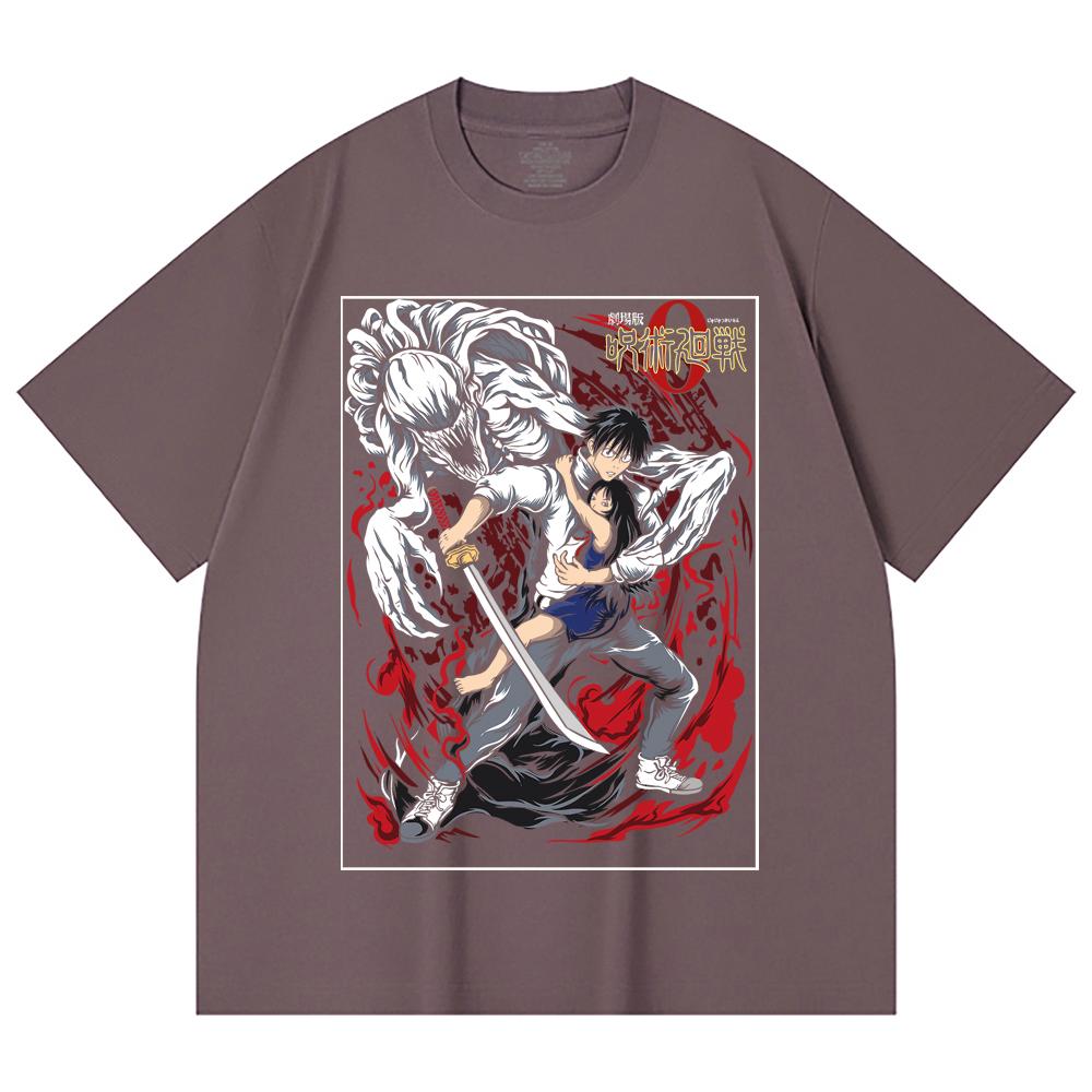 230 Gsm 100% Cotton Jujutsu Kaisen V65 Yuta Print Unisex Heavy Cotton T Shirt