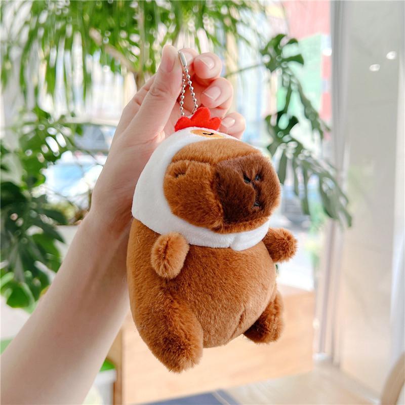 Cute Capybara Plush Keychain Backpack Pendant Toy Car Key Ring Decoration Accessories Kawaii Stuffed Doll Children Birthday Gift