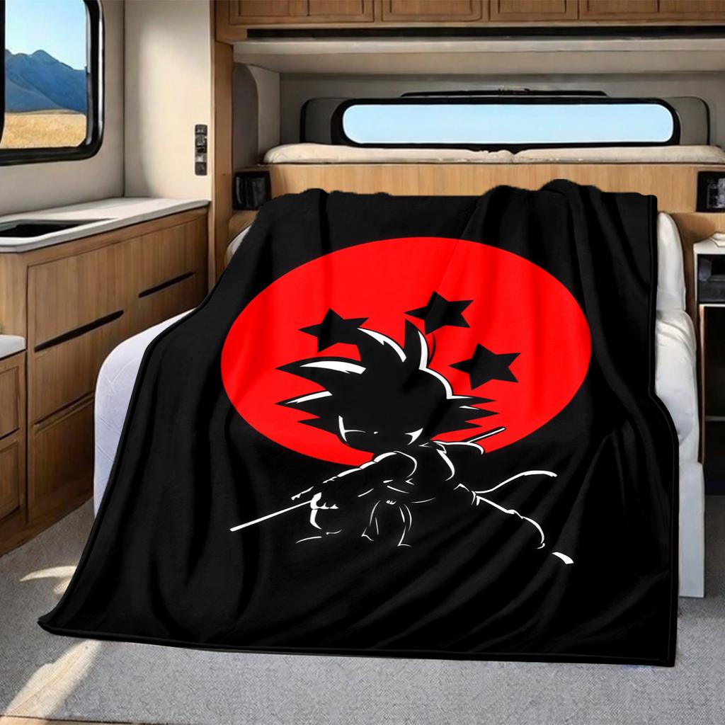 1 Stück Süße Cartoon Son Goku Aufdruck Flanelldecke, Hohe Qualität für Alle Jahreszeiten, Heimdekoration, Wärme und Komfort, Perfekt für Weihnachtsgeschenke