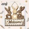 Spring Door Hanger Wooden Welcome Sign Rustic Hanging 2D Daisy Butterfly Print Holiday Gift Halloween Thanksgiving Easter Seasonal Sign for