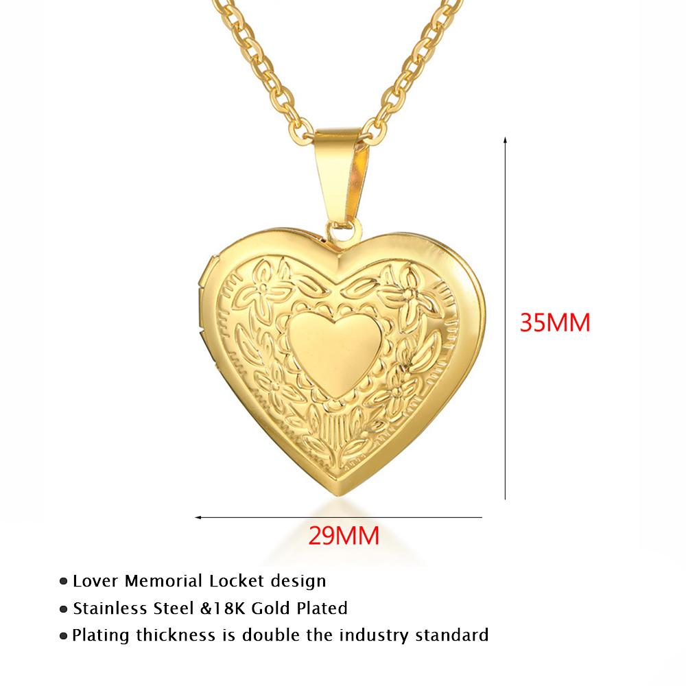 Romantic Love Heart Locket Pendant Necklaces For Women Silver Color Stainless Steel Photo Frame Promise Jewelry Chokers Gift