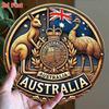 Australisches Staatswappen Metall-Wandplakette 7,8 Zoll Rundes Vintage-Aluminiumschild Heimbar Café Garage Dekoration