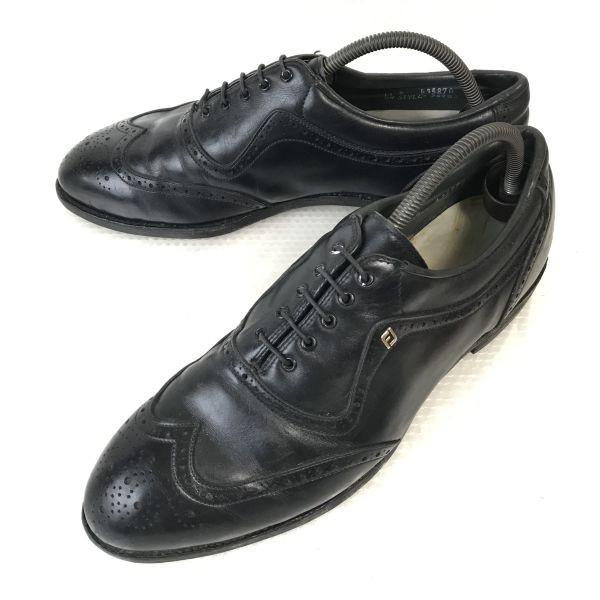 

USED/80s-90s USA Made/FOOTJOY/Leather Full Brogue Wingtip Shoes/11B/27.5-28.5/Black/Vintage
