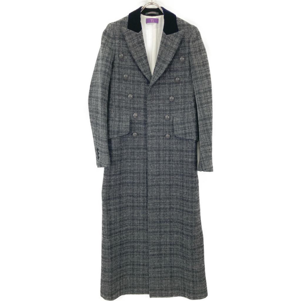 Y's Pink [TAKESHI KOSAKA by] YR-C40-137 Grey double-breasted peak lapel coat coat 1 grayUsed