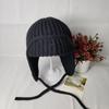 Handmade knitted wool hat Children's autumn and winter warm ear protection headgear strap Lei Feng hat