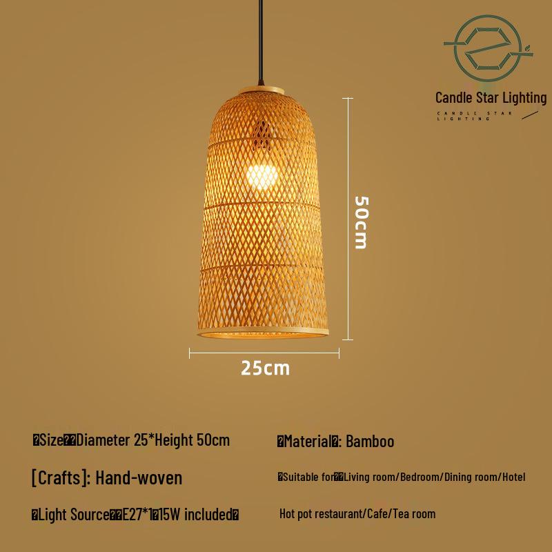 Zen Style Bamboo Rattan Pendant Light for Tea Rooms and Restaurants