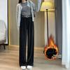 Narrow Version Suit Pants Autumn and Winter New High Waist Drape Plus Velvet European Cotton Velvet Casual Drape Wide Leg Pants for Women