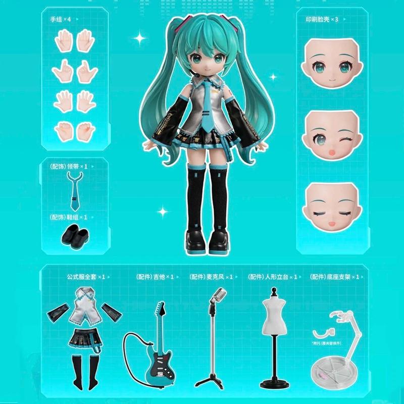 Original Hatsune Miku Q version 17th Miracle Edition Miku Singer Action Figure Joint Mobility Assembly Toy Doll Gift