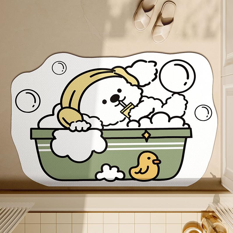 Bathroom Floor Mat Cartoon Dirty-resistant Non-slip Anti-fall Floor Mat Bathroom Door Diatom Mud Water Absorption Quick-drying Foot Mat