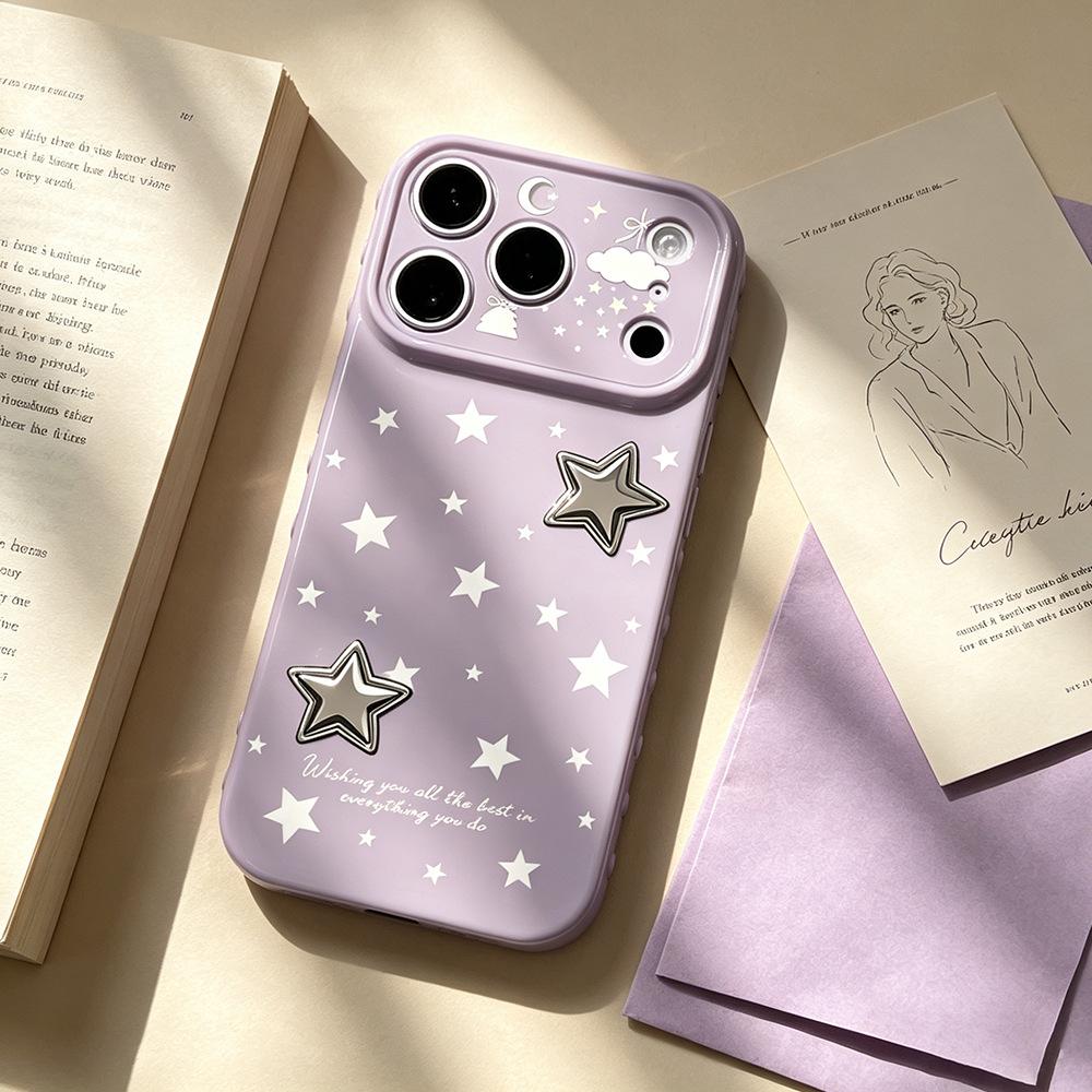 Stereo pentagram suitable for anti-drop iPhone16 mobile phone case Apple 17 protective case creative 17Promax new model