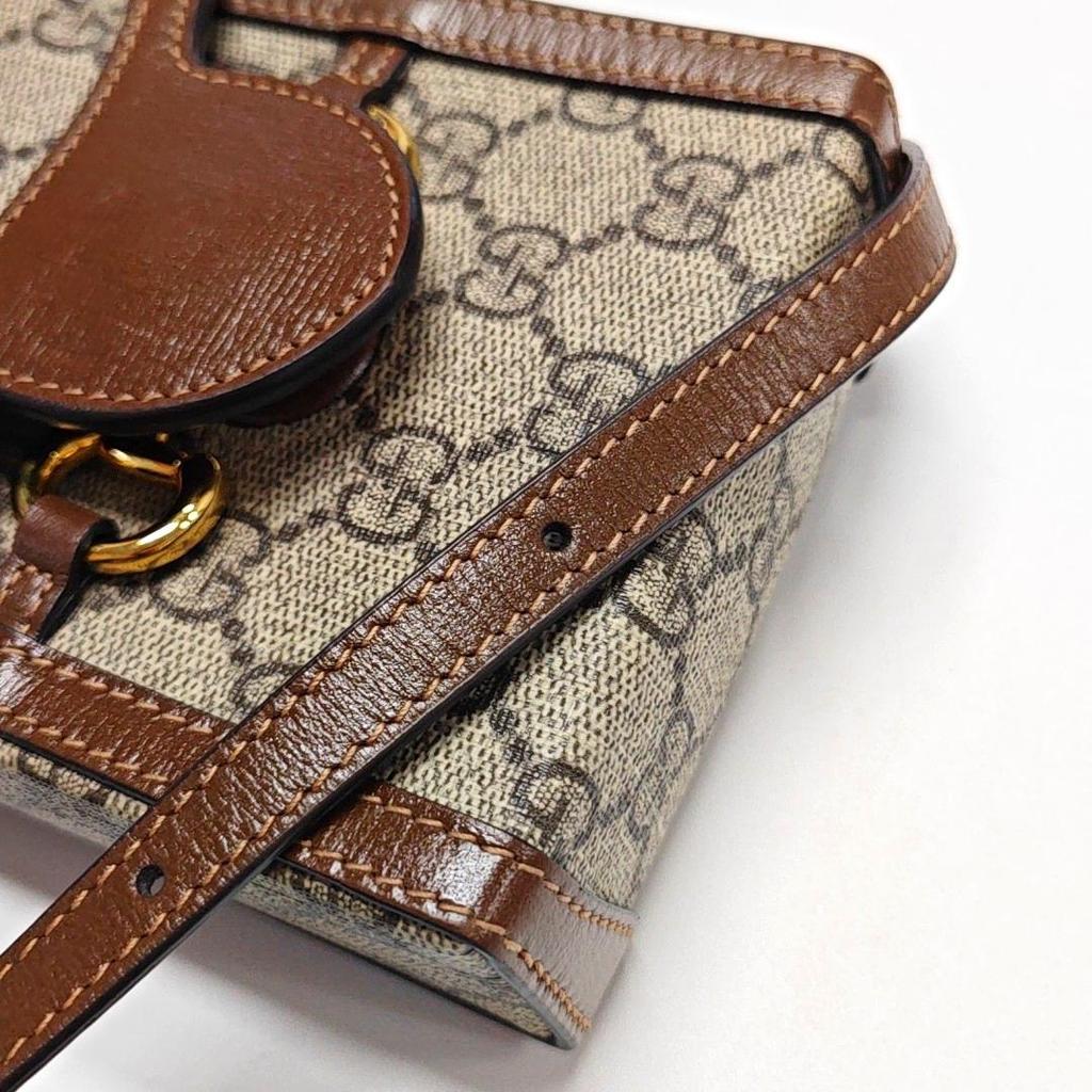 [Pre-Owned] Horsebit 1955 Logo Canvas And Leather Phone Bag - Very Good #1CIY77K