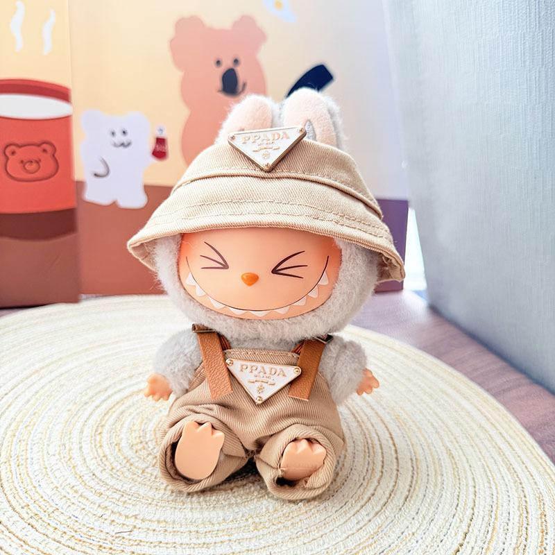 Набор из 2 предметов одежды для кукол Labubu Милые наряды для кукол Pullip Blythe OB11 BJD Кавайный костюм No Dolls хаки